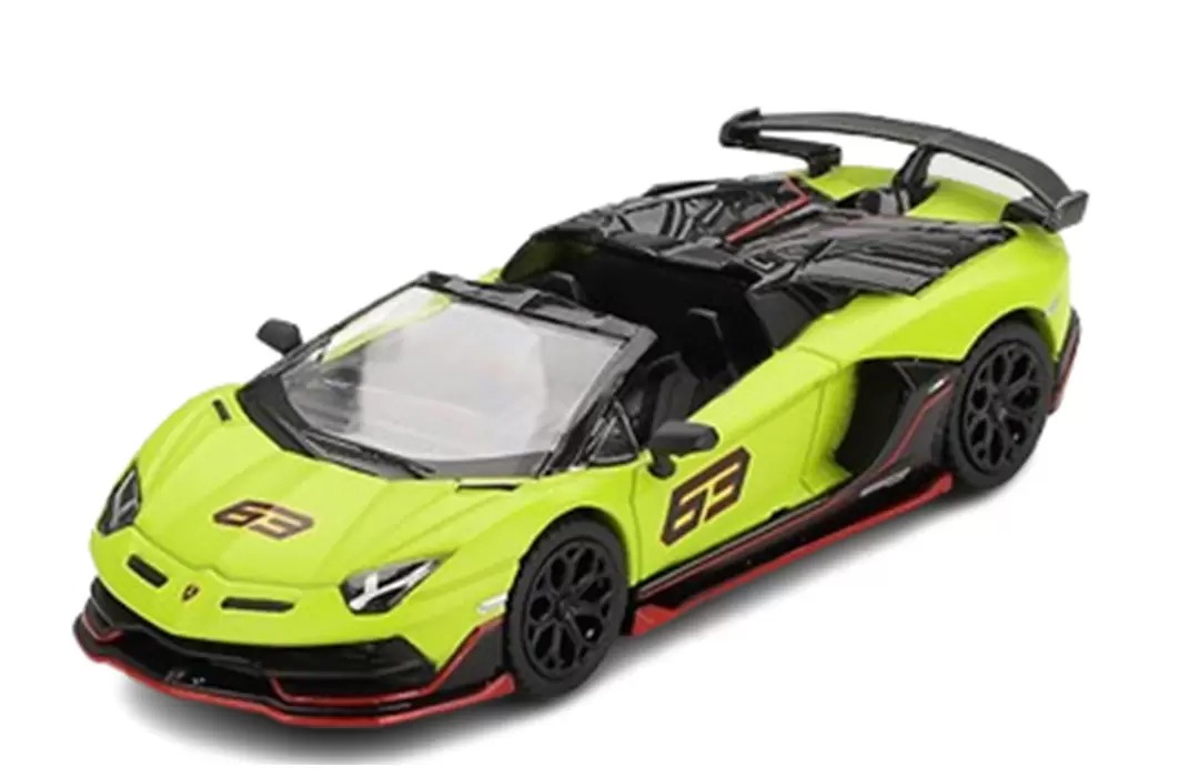 Foto da miniatura Mini GT Lamborghini Aventador SVJ #63 Roadster na cor Verde