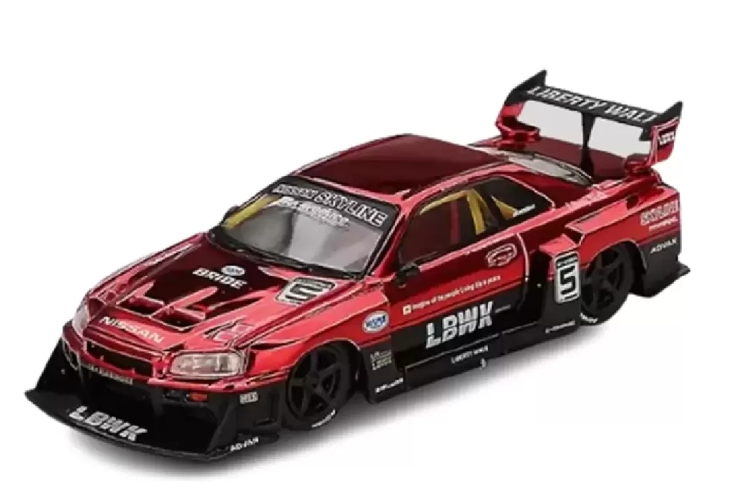 Foto da miniatura Mini GT Nissan ER34 LB★WORKS na cor Vermelho