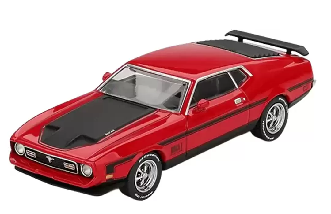 Foto da miniatura Mini GT Ford Mustang Mach1 1971 Race Red na cor Vermelho