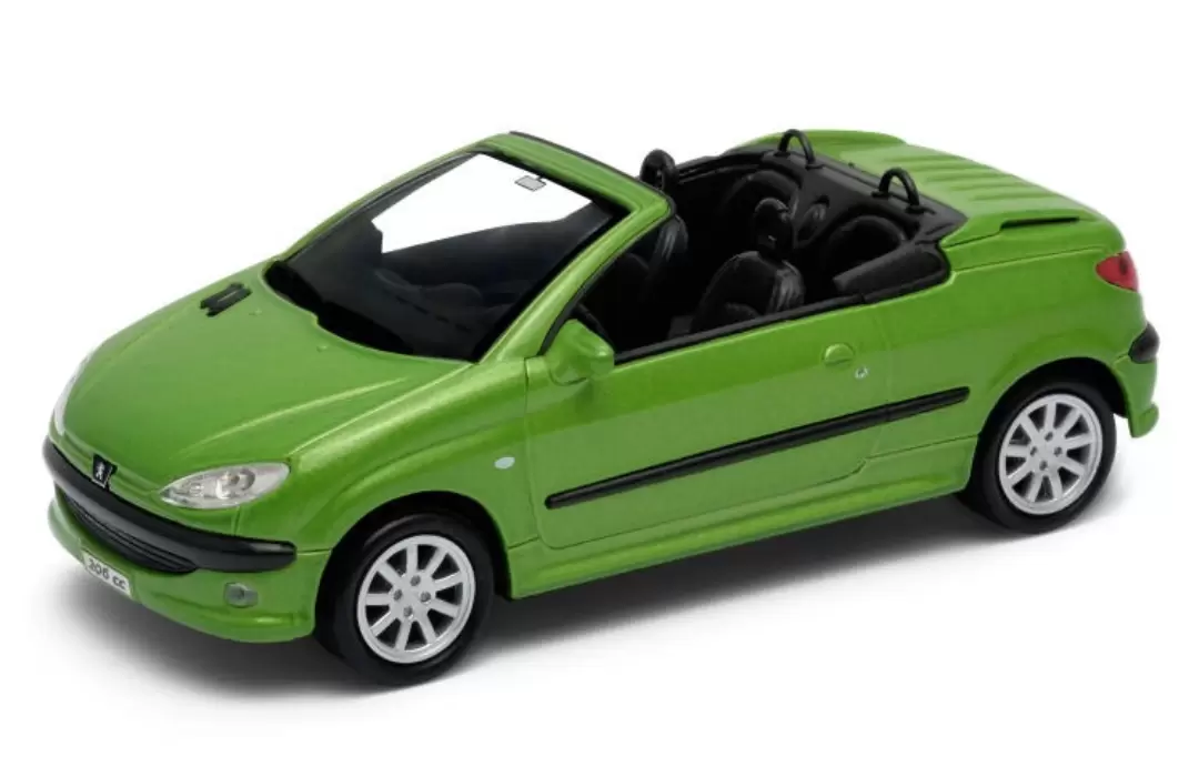 Foto da miniatura Welly Peugeot 206cc na cor Verde