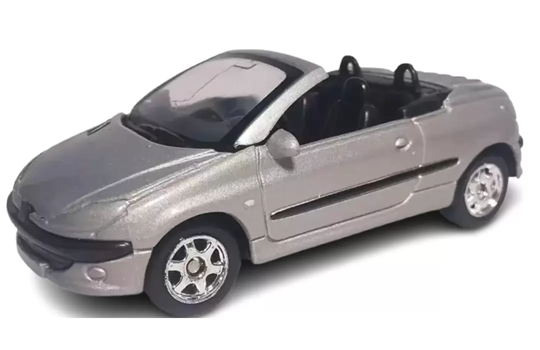 Foto da miniatura Welly Peugeot 206 cc na cor Prata